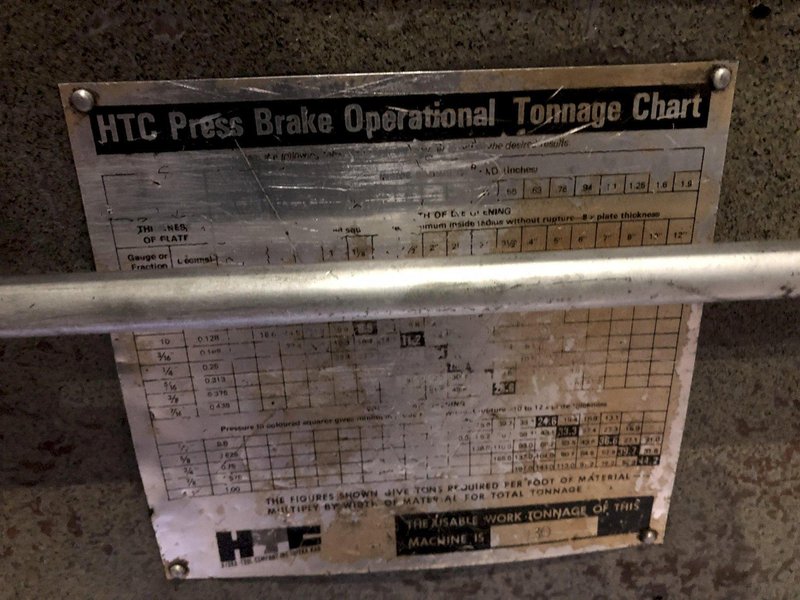 30 TON X 10' HTC MODEL #830GS HYDRAULIC PRESS FLANGED BED PUNCH BRAKE: STOCK 16953
