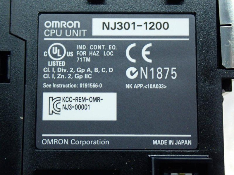 OMRON PROCESSOR CPU  UNIT  -  NJ301-1200