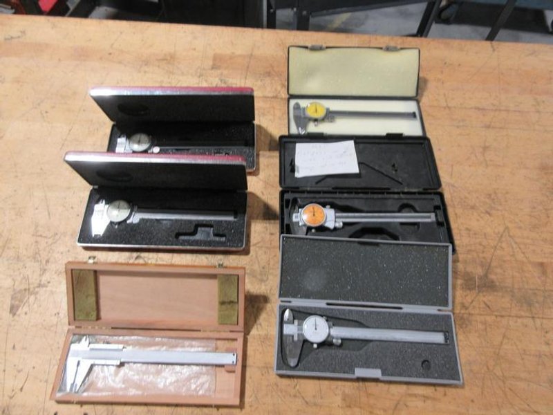 Dial and Vernier 0-6" Calipers, Metric and Standard, Various Brands, (3) Starrett, (2) Mitutoyo, (1) Etalon- Auction Item