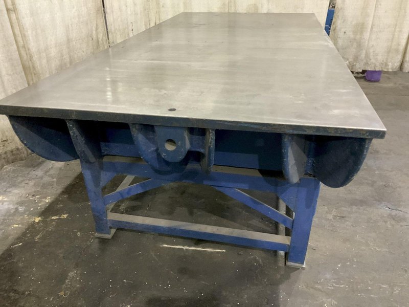 48" X 98" X 1 3/8" THICK CAST IRON SURFACE PLATE WITH STEEL STAND: STOCK #80808