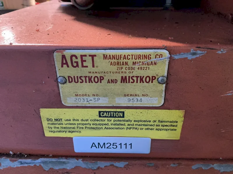 AGET MANUFACTURING CO. 3 HP DUSTKOP CYCLONE DUST AND MIST COLLECTOR  -  2031-SP
