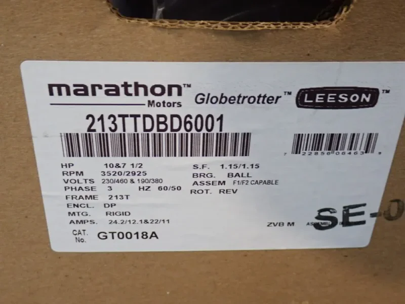 MARATHON MOTORS 10 HP MOTOR  -  213TTDBD6001