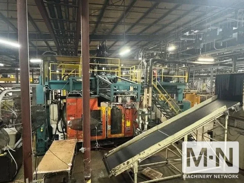 35 LB DUAL HEAD CINCINNATI MODEL T3000W-D120G-D35 ACCUMULATOR HEAD BLOW MOLDING MACHINE MFG 1998