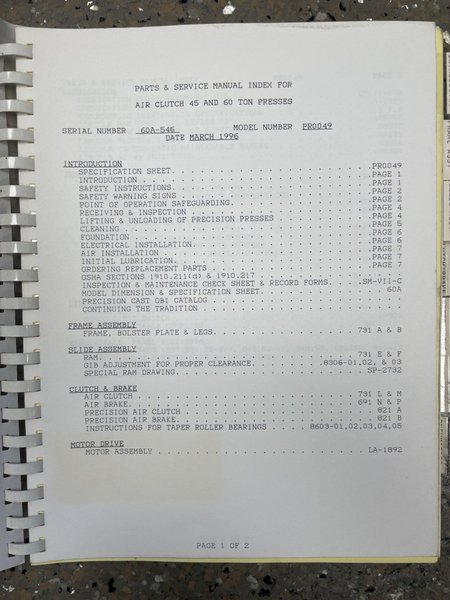 (1996) 60 TON FEDERAl OBI PRESS. STOCK # 0635921