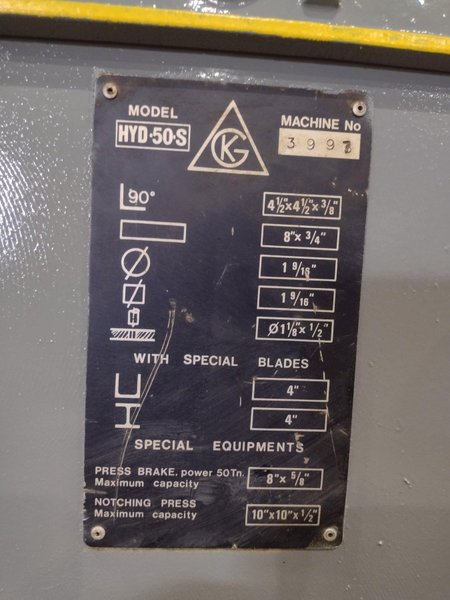 50 TON GEKA MODEL #HYD-50-S HYDRUALIC IRONWORKER: YOBRO #23976