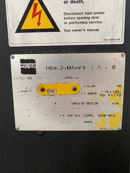 7.5 HP HURCO HAWK 5D CNC VERTICAL MILL. STOCK # 0361924.