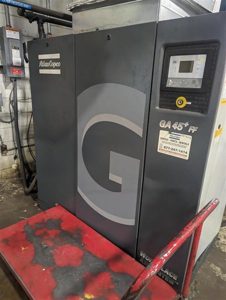 60 HP Atlas Copco GA45P Rotary Screw Air Compressor, 2012