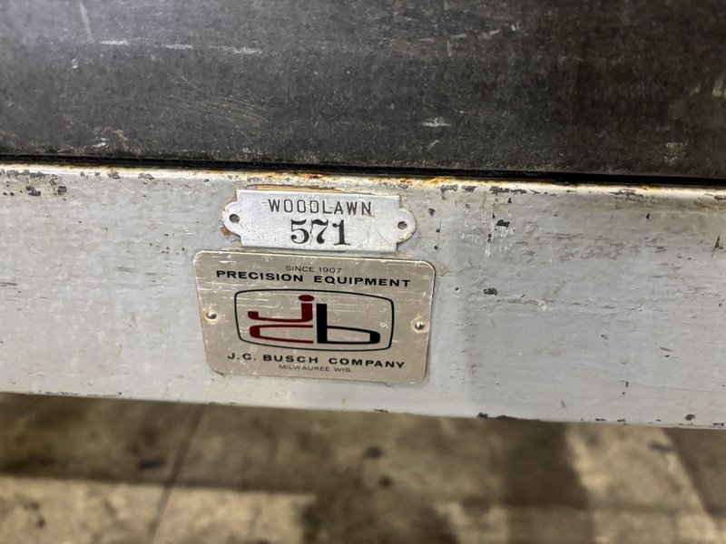 60&quot; X 36&quot; X 8&quot; JC BUSCH PRECISION LAYOUT BLACK GRANITE SURFACE PLATE ON STAND: STOCK #22773