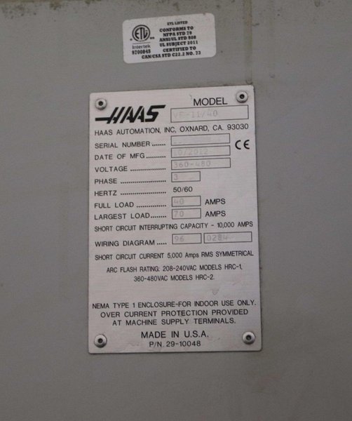 Haas VF-11/40 CNC Vertical Machining Center – 10,000 RPM, WIPS, TSC, HSM Mill