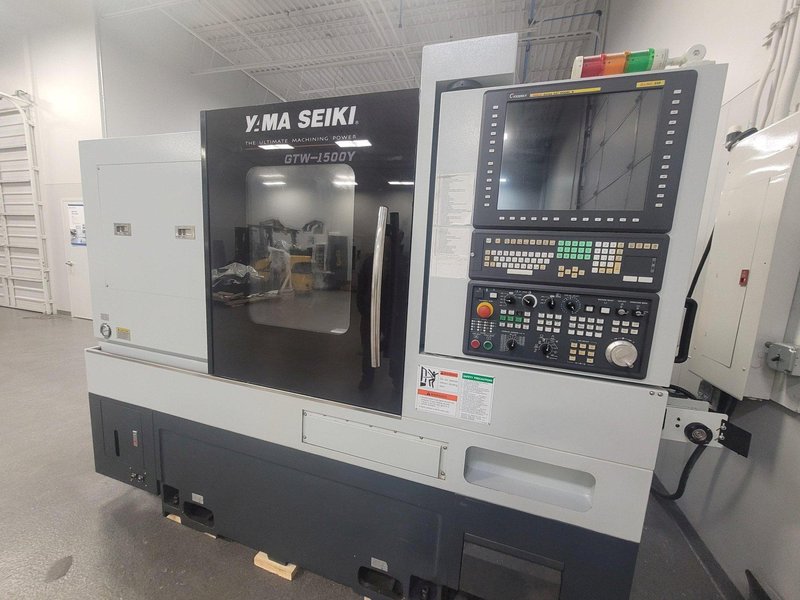 Yama Seiki GTW-1500Y CNC Multi-Axis Lathe, 6" Chuck, 5000 RPM, 12 position Turret, Live Tooling, Gang Tool Slide, Sub-Spindle, Fanuc 32i-B, LNS Quickload Servo S2 Barfeeder, 25HP, New 2017