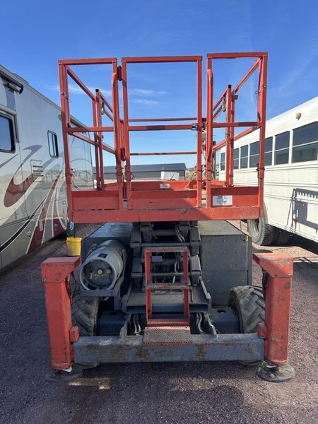 2017 Skyjack SJ6832RT Rough Terrain Scissor Lift – 32’ Platform Height, 68” Wide, Outriggers, Kubota Dual Fuel Engine