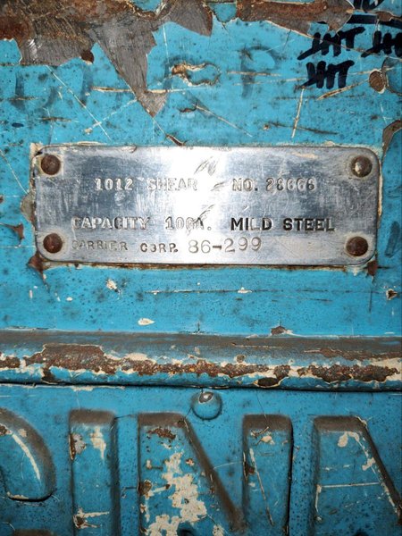 12' X 10 GA CINCINNATI 1210 MECHANICAL SQUARING SHEAR. STOCK # 1262322