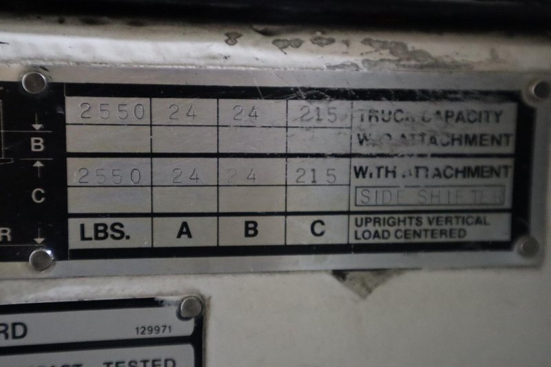Baker CBR-FD Standing Electric Forklift 2550# Cap, Side Shift, Charger- Auction Item