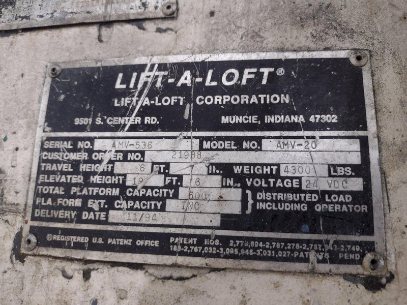 19' HIGH LIFT-A-LOFT MODEL #AMV-20 24 VOLT BATTERY POWERED MOBILE MANLIFT: YOBRO #25280