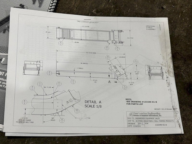 18" WIDE x 96" LONG STEELTRAK MODEL #T2-721-18" FLUTED BELT PARTS CONVEYOR, NEW 2016: YOBRO #24330