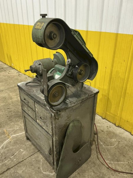 BURR KING MODEL #760 BELT SANDER &amp; CENTRAL MACHINERY MODEL #1024 DOUBLE END GRINDER ON COMMON BASE: YOBRO #24820