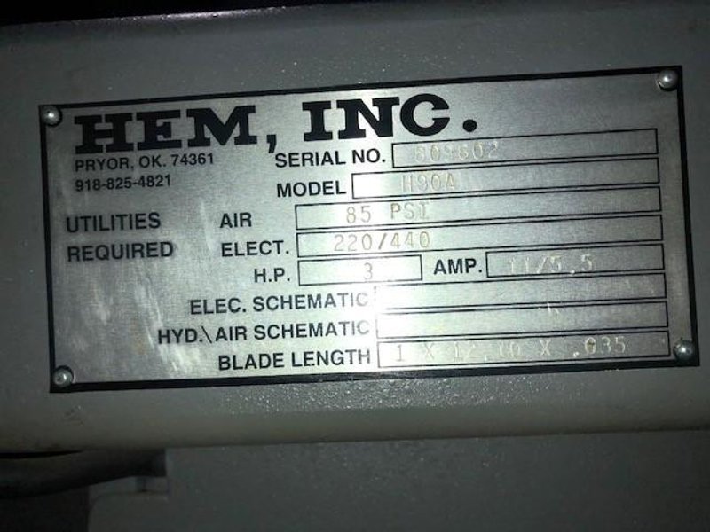 H.E.M. BAND SAW H90-A STOCK # 2921