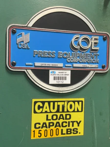 COE PRESS Coil Reel And Straightener Combination 15,000 Lbs. x 24" Wide
