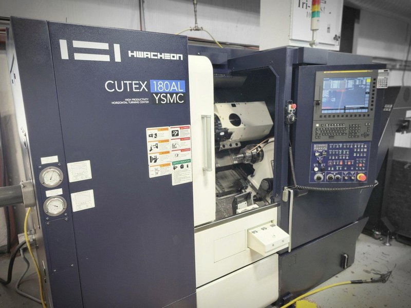 Hwacheon CUTEX-180 YSMC CNC Turning Center, 6000 RPM, Live Tooling, 3-Jaw Chuck, 12 Pos. Turret, Fanuc, Imeca Bar Feeder, New 2021
