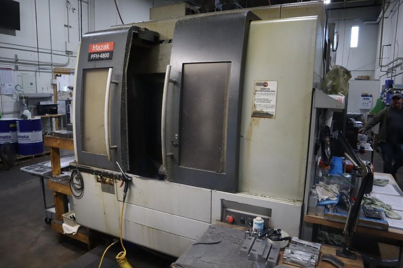 Mazak PFH-4800 CNC Horizontal Machining Center, Mazatrol 640M Control, (2) 400mm Pallets, CT40, 80 ATC,  .001 Degree Index, 2 Station Pallet Changer - NOT CURRENTLY OPERATIONAL- Auction Item