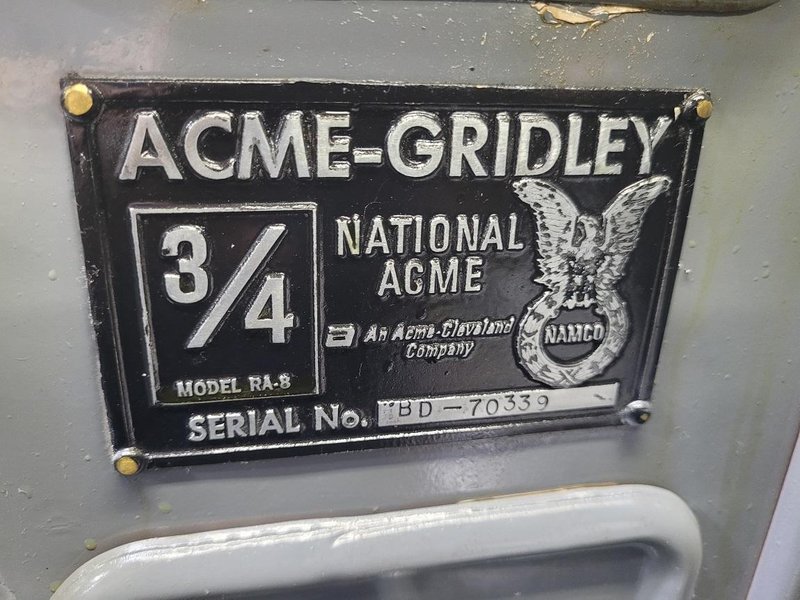 Acme Gridley Model RA-8 3/4&quot; Multiple Spindle Automatic Screw Machine, Logan Clutches, Electric Air P/O, Backworking, Complete Rebuilt-2020-As NEW.