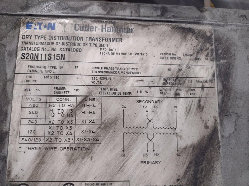 3 PHASE (240 &amp; 480 VOLT) ELECTRIC TEST BENCH WITH 15 &amp; 45 KVA TRANSFORMER: YOBRO #25298