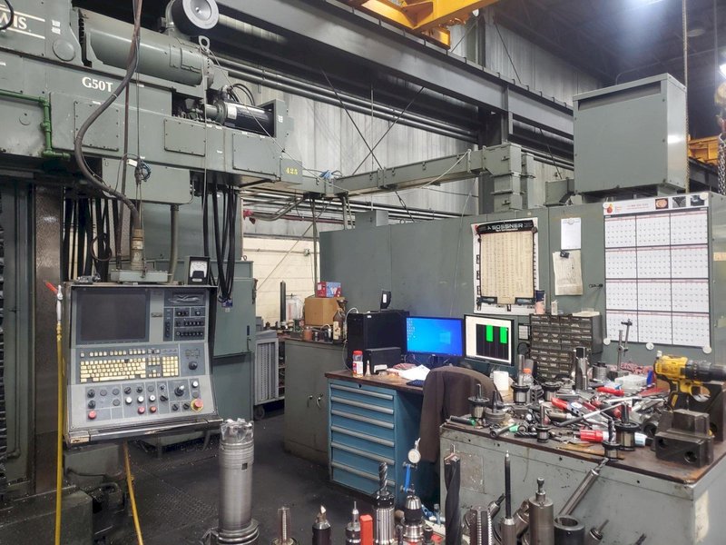 5&quot; GIDDINGS &amp; LEWIS G-50T HORIZONTAL TABLE TYPE CNC BORING MILL