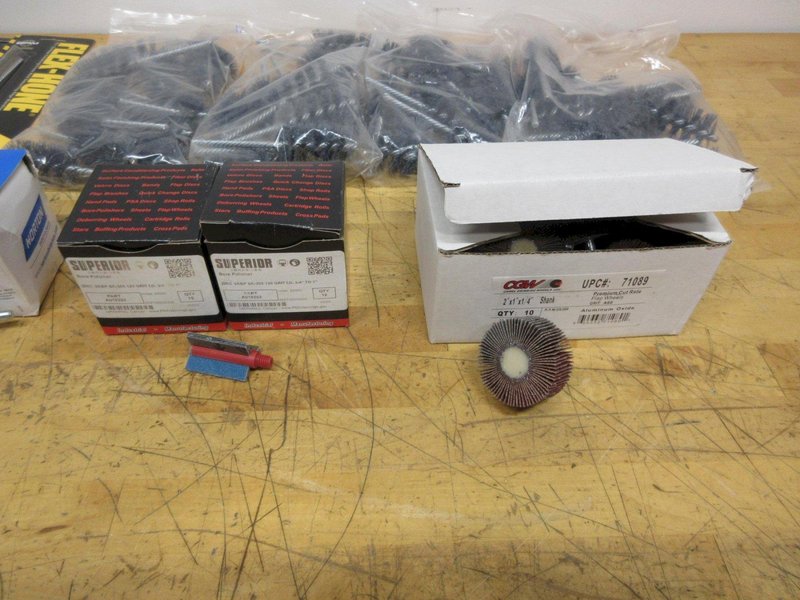 Flex Hone 12MM Brushes, Assorted Wire Tube Brushes,  Assorted 1/4" Shank Flap Disks- Auction Item