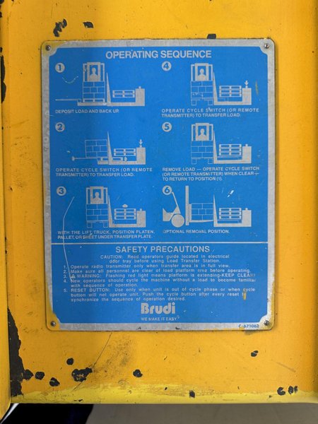 BRUDI HYDRAULIC PALLET CHANGER / LOAD TRANSFER STATION. STOCK # 0445925.