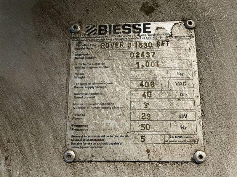 BIESSE 61” X 121” CNC ROUTING TABLE   -  ROVER J1530 GFT