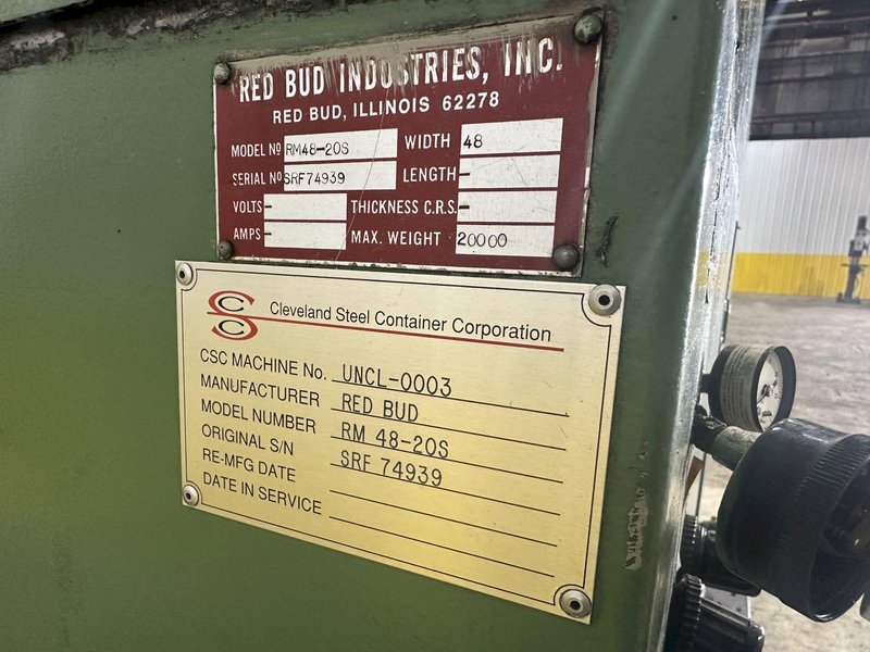 20,000 LB X 48&quot; RED BUD RBI MODEL #RM48-20S COIL REEL UNCOILER &amp; CAR: STOCK #19764