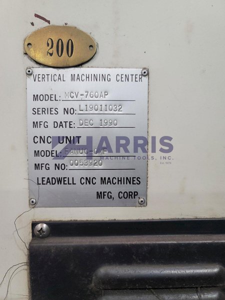 Used, LEADWELL MCV-760AP VMC