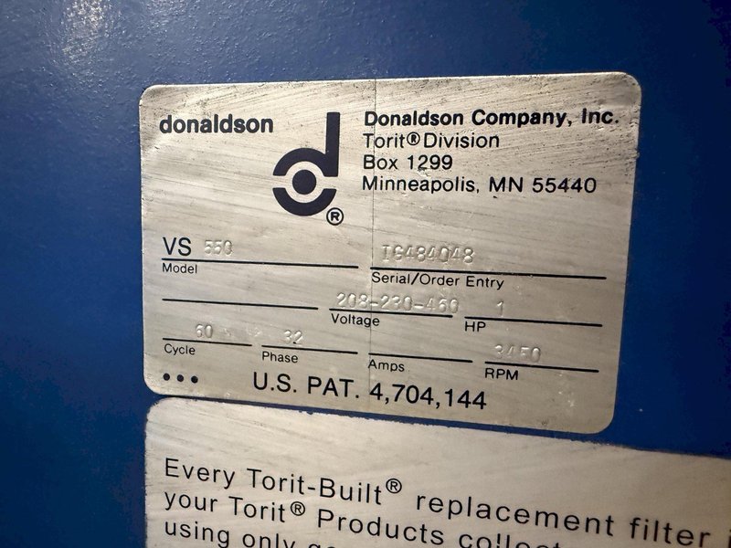 1 HP DONALDSON TORIT VIBRA-SHAKE MODEL #VS-550 DUST COLLECTOR: YOBRO #24147