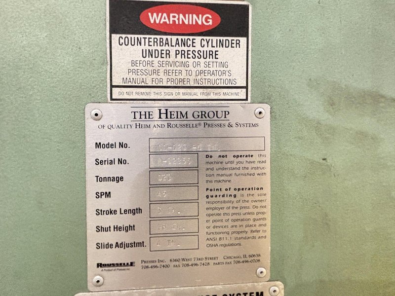 120  TON ROUSSELLE MODEL #G1-120 OBI STAMPING PRESS: STOCK #20628