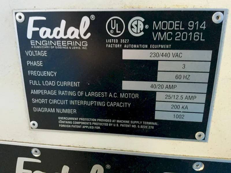 FADAL CNC VMC   -  904-11 / VMC 2016L