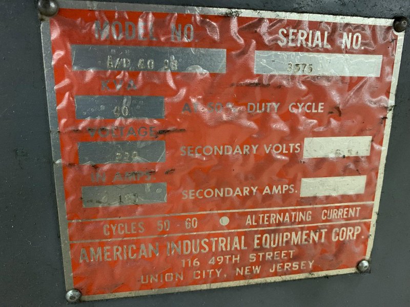 40 KVA American Industrial Resistance Welder Model A/P 40-18