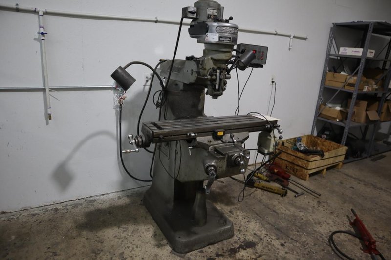Bridgeport 1J Vertical Milling Machine, Variable Speed Power Table Feed, 2-Axis DRO- Auction Item