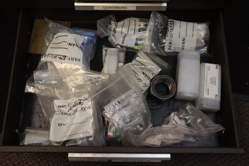 Kennedy Tool Cabinet 5 Drawer with Contents: Reamers, Drills, Counterbores, HSS CUtters- Auction Item