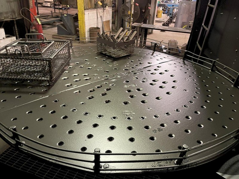 96&quot; WHEELABRATOR &quot;SWINGTABLE&quot; ROTARY TABLE 2 WHEEL SHOT BLAST MACHINE. STOCK # 0102022