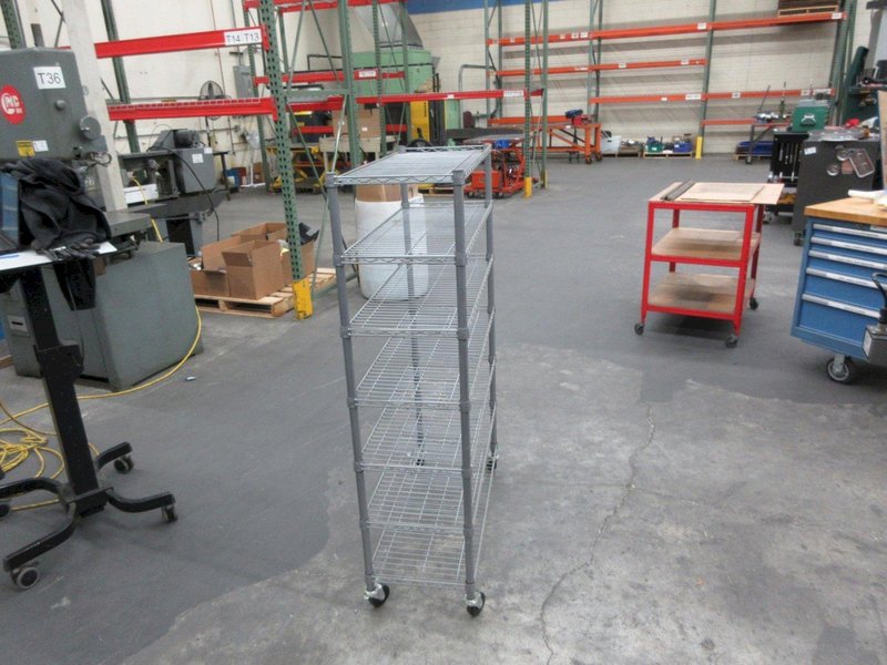 Rolling Adjustable Wire Shelving Unit, 7 Shelfs- Auction Item