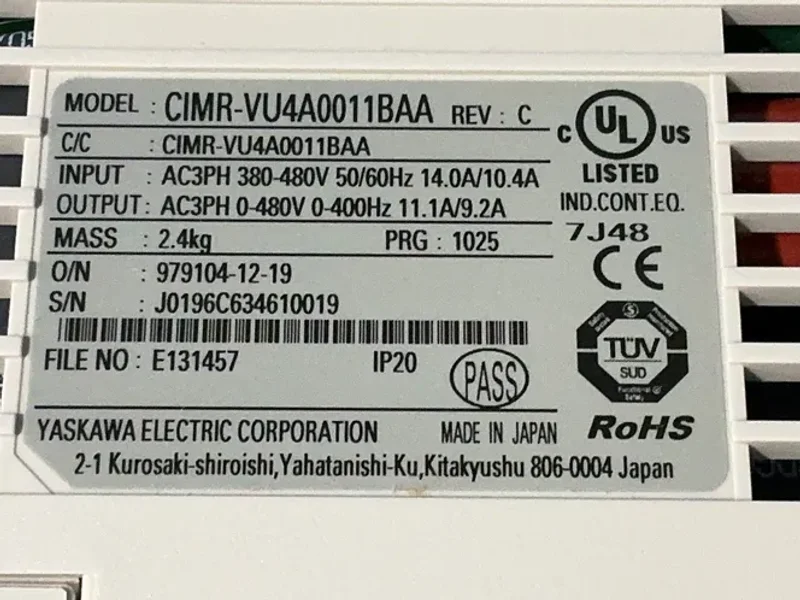 Yaskawa Impulse G+ Mini Servo Drive - Cimr-vu4a0011baa