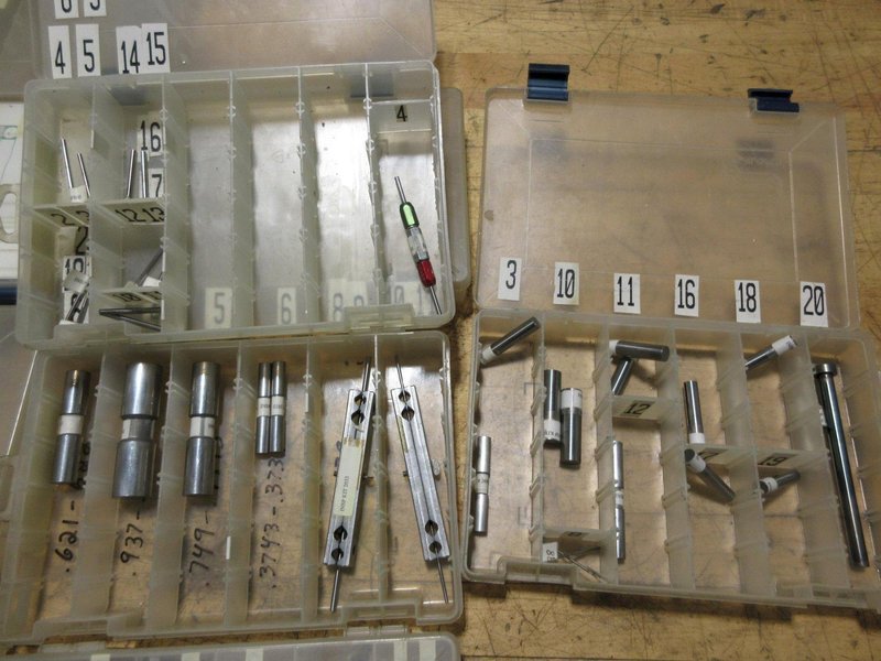 Gage Pins and Pin Holders,  Go/No-Go Pin Sets in Plano Plastic Divider Cases- Auction Item
