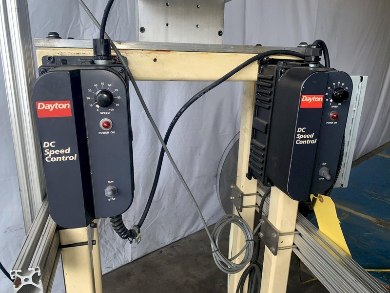 2 SPINDLE MOTORIZED TAPE UNCOILER REEL: STOCK 10715