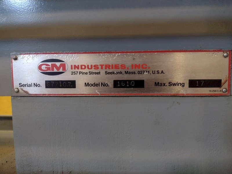 17&quot; X 60&quot; GM SPRINGFIELD MODEL 1610 ENGINE LATHE, 1.75&quot; HOLE: STOCK 17347