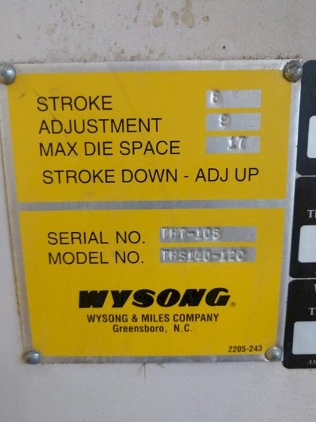 140 TON X 10' WYSONG MODEL #THS140-120 "HIGH SPEED" HYDRAULIC PRESS BRAKE: STOCK #13918