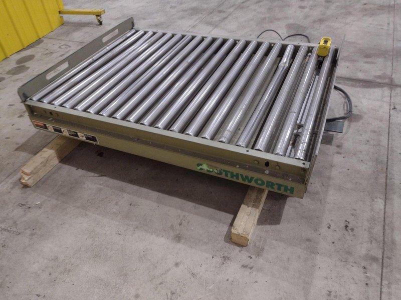 3800 LBS X 60" X 42" SOUTHWORTH MODEL #LS4-36 HYDRAULIC SCISSOR LIFT TABLE WITH ROLLER TOP, 110 VOLT: STOCK #20887