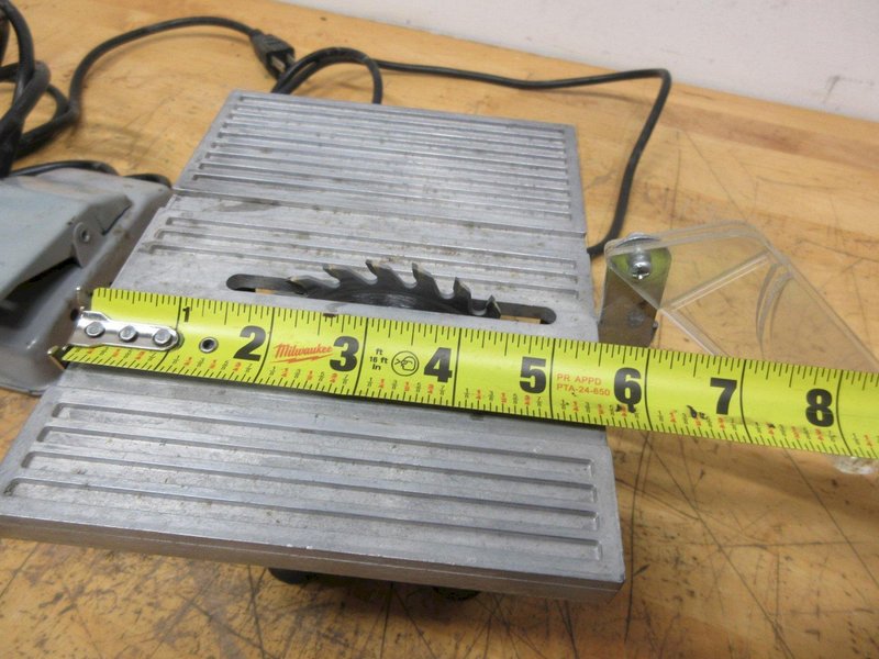 Miniature Table Saw with Remote Foot Pedal, 3.5" Blade, 7.5" x 5.5" Cutting Table- Auction Item
