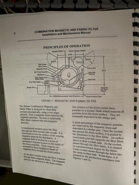 40 GPM BARNES MODEL RMP-25 COMBINATION MAGNETIC SEPERATOR &amp; FABRIC COOLANT FILTERING SYSTEM: STOCK #22303