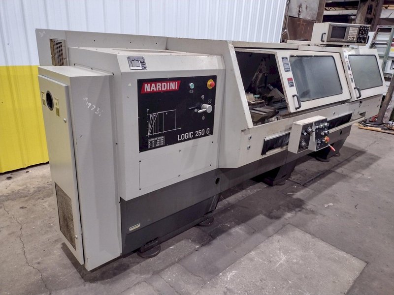 20" X 80" NARDINI MODEL LOGIC 250G CNC FLAT BED LATHE TURNING CENTER, 3.125" HOLE: STOCK #19739
