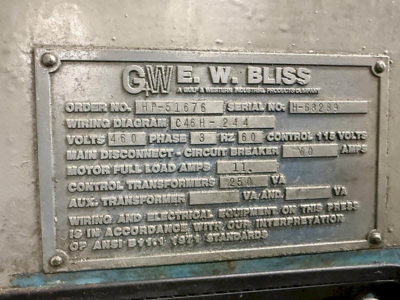 75 TON BLISS MODEL #C75 OBI PRESS 6" STROKE: YOBRO #24271